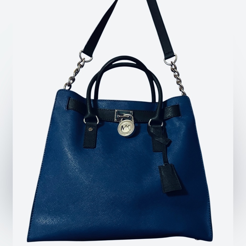 Michael Kors Blue & Black Large Hamilton Bag